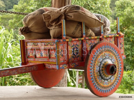 Bild på Costa Rican Ox Cart loaded with coffee bags
